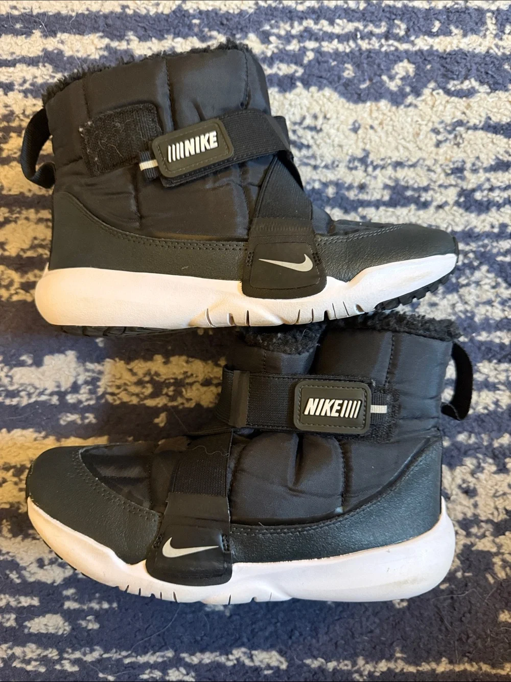 Nike Kids Black and White Puffer Winter Boots